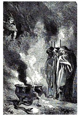 Macbeth consulting the witches