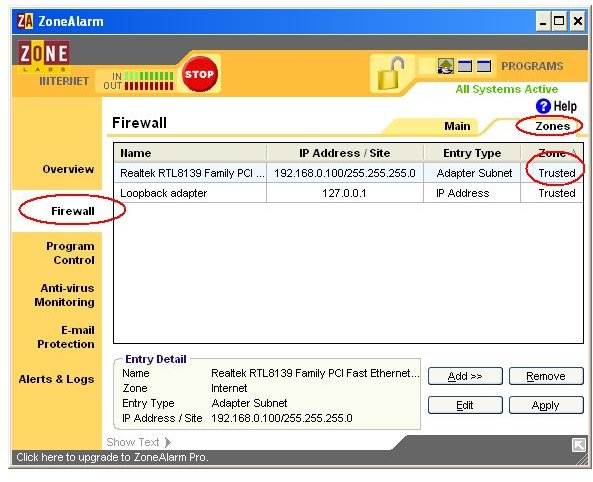 Zone Alarm is a popular firewall utility