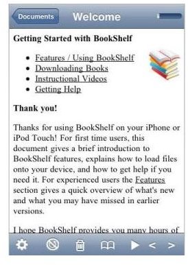 Bookshelf for the iPod Touch