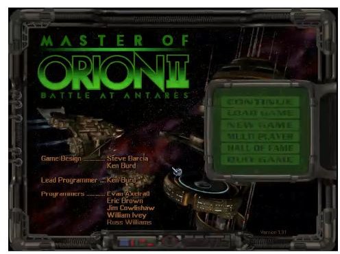 Master of Orion 2 Start Screen