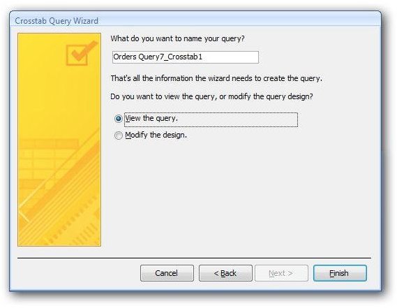 Name the Crosstab Query