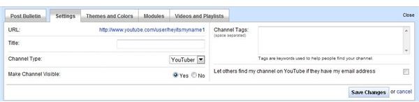 Settings Tab YouTube Profile