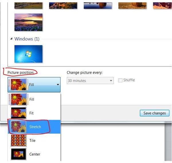 Windows 7 background stretch option