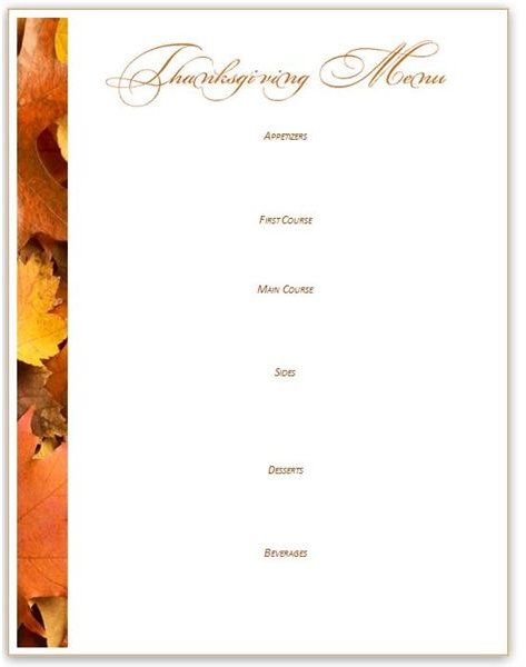 Thanksgiving Menu