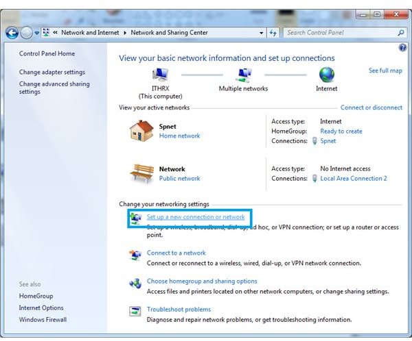 Creating New Network in Windows 7