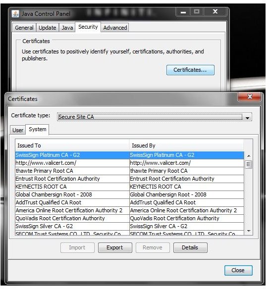 Certificates Used by Java RE