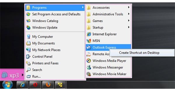 Application Shortcut from XP to Host System