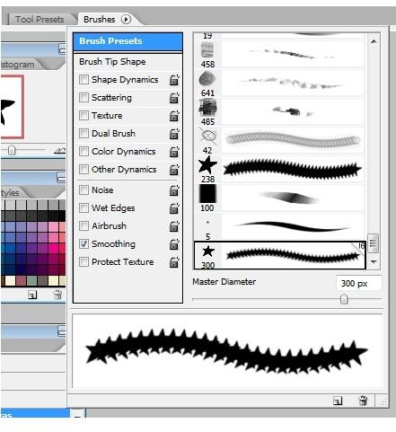 There are a variety of advanced settings in this tab for individual brushes.