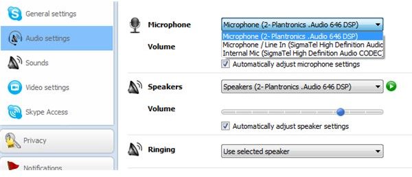 skype tools options audio settings