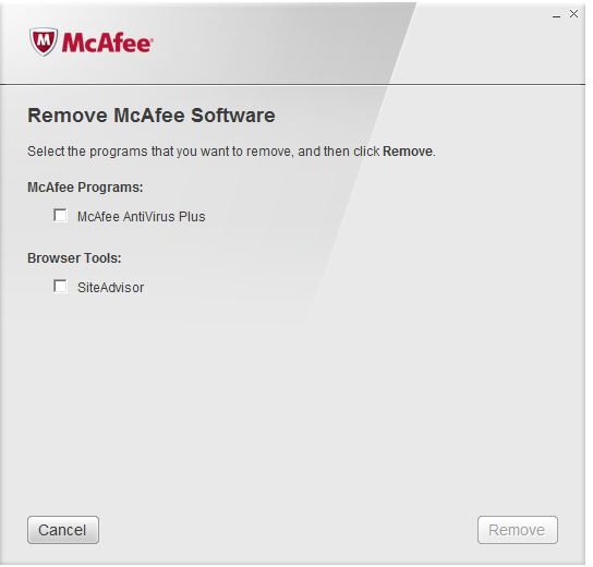 Removing McAfee AV Plus Only