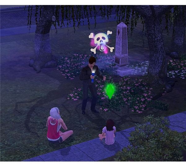 The Sims 3 ghost story in graveyard