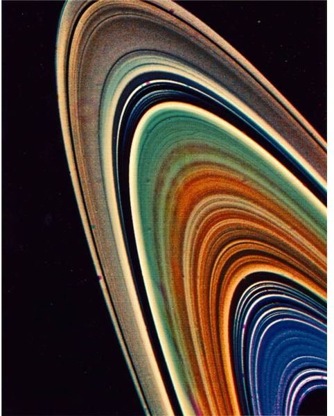 Voyager 2 false color photo image — Saturn&rsquo;s rings