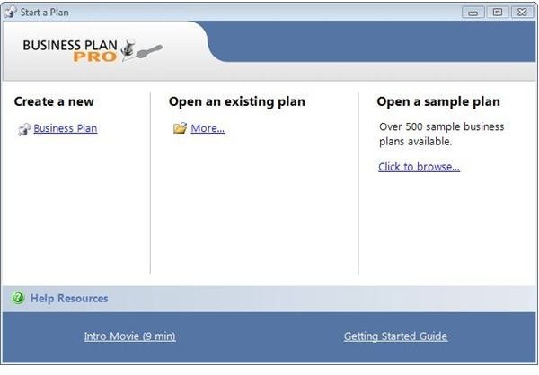 Business Plan Pro Welcome Screen