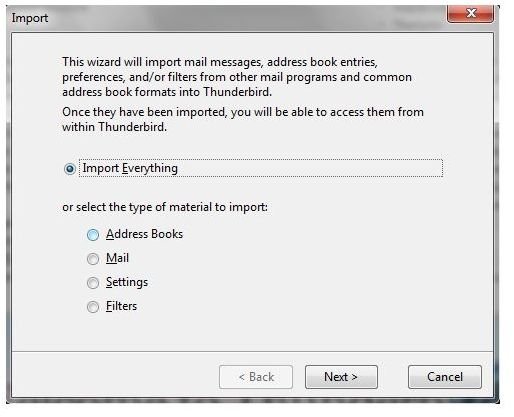 Thunderbird Email Import