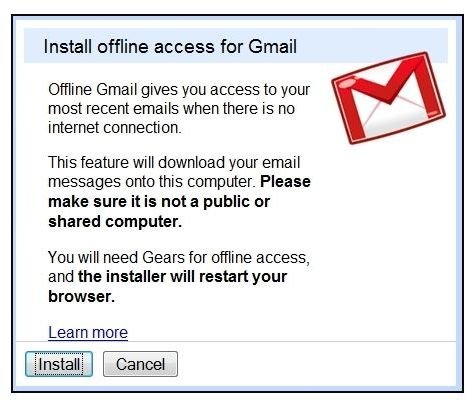 Offline Gmail Popup