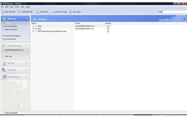 PGP Desktop 9.9 Interface