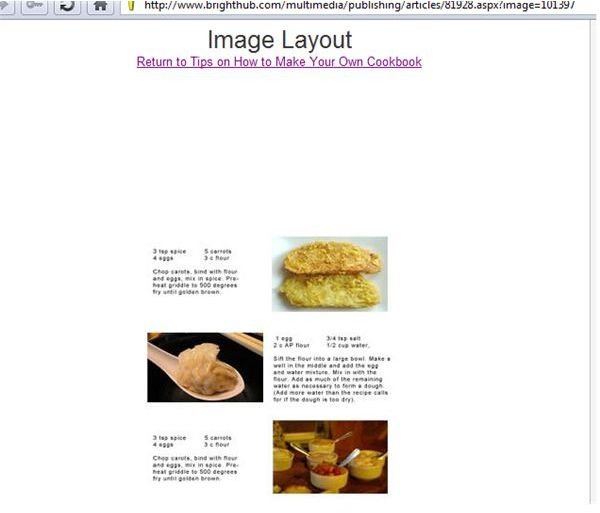 screenshot- image layout from How to Make Your Own Cookbook
