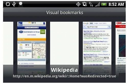 Bookmarks on the HTC Browser