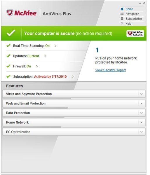 Review of McAfee Virus Protection for Windows 7