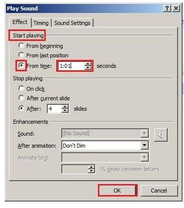 Starting Music in PowerPoint at Certain Times