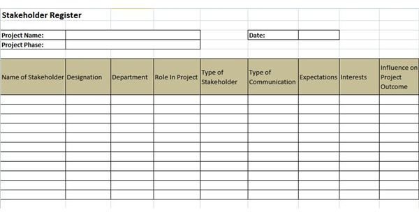 Example of a Stakeholder Register and a Stakeholder Register Template