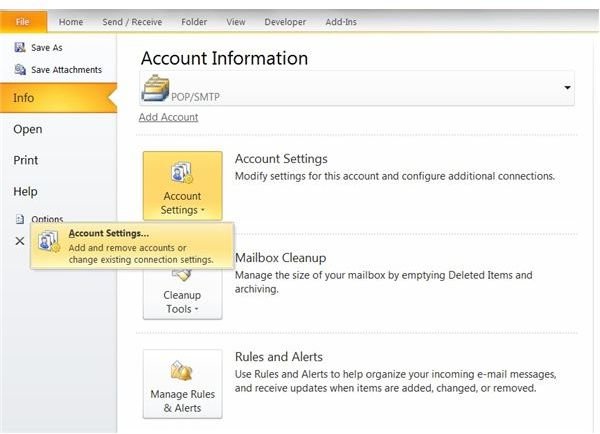 How to Set Up / Configure Outlook 2010 - Account Settings