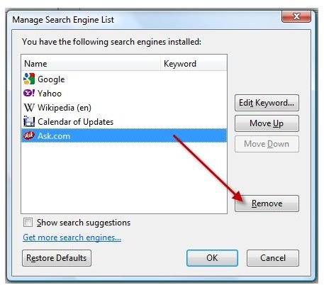 Removing Ask Search in Firefox