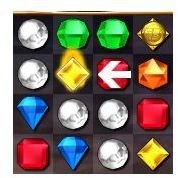 When you clear a string of gems, one of them is actually left in place as a power gem. Using it again produces a special effect depending on play conditions.