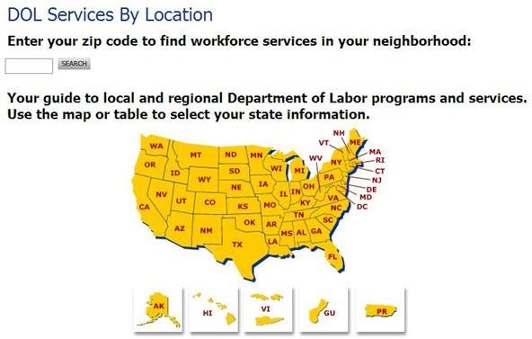 Screenshot DOL Offices by State