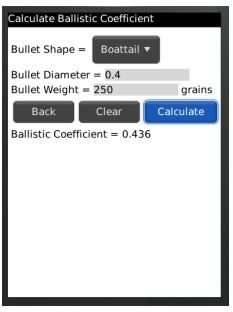 Ballistic calculator; Calculate Ballistic Coeficient