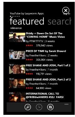 Roundup of Windows Phone 7 YouTube Apps - Lazyworm