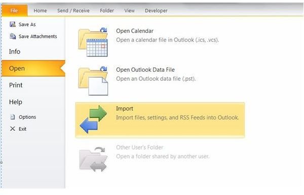 Importing address book from Outlook 2007: Outlook 2010