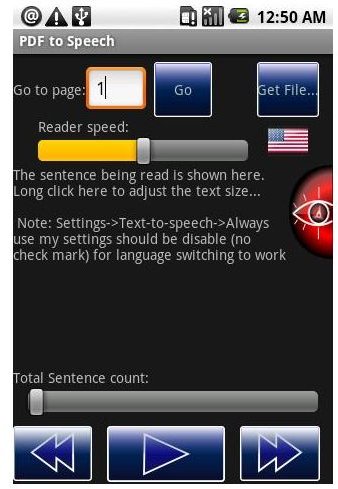 PDF to Speech Android PDF viewer