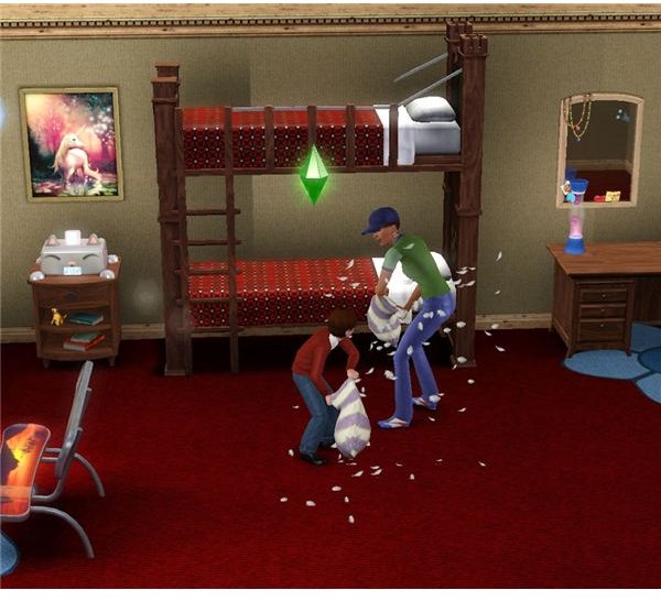 The Sims 3 Generations pillow fighting