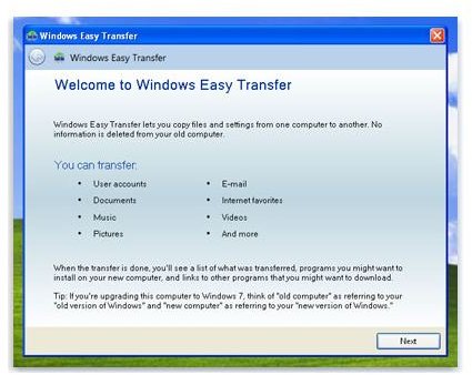 windows 7 tools easy transfer