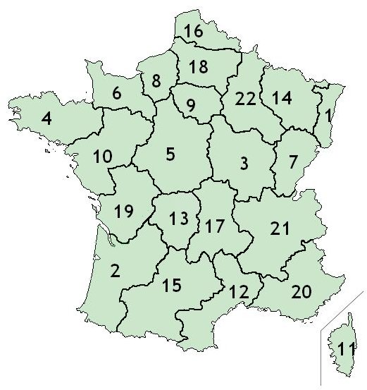 Numbered French Departments