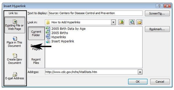 Hyperlink Options