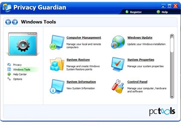 Acces to Windows Tools Using Privacy Guardian 4.5