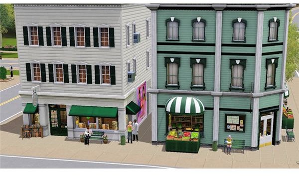 The Sims 3 bookstore and grocery store