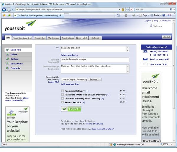 Figure 1 - YouSendIt.com Web Interface