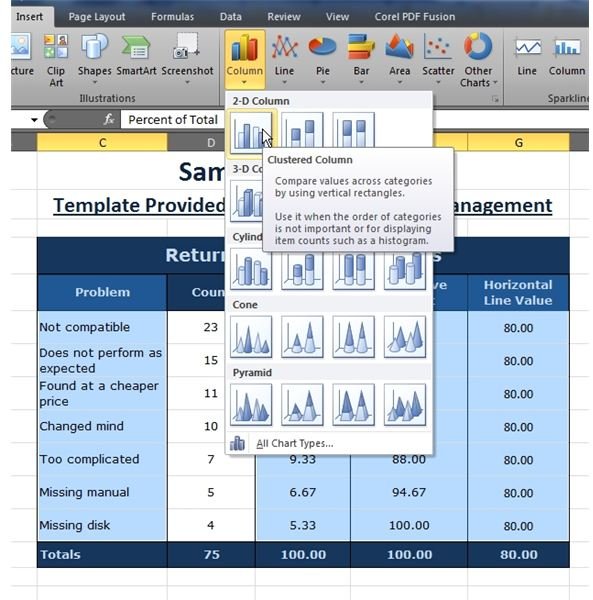 How To Create A Pareto Chart In Excel 2010