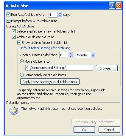 Auto Archive in Outlook 2007