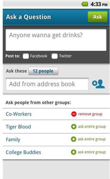 Using the GroupMe app for Android