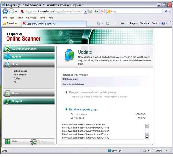 Kaspersky Online Scanner Download Database and Product Update
