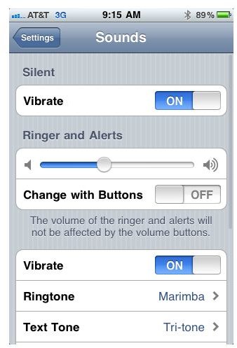 iPhone Ringer Volume - Adjust with Buttons - OFF