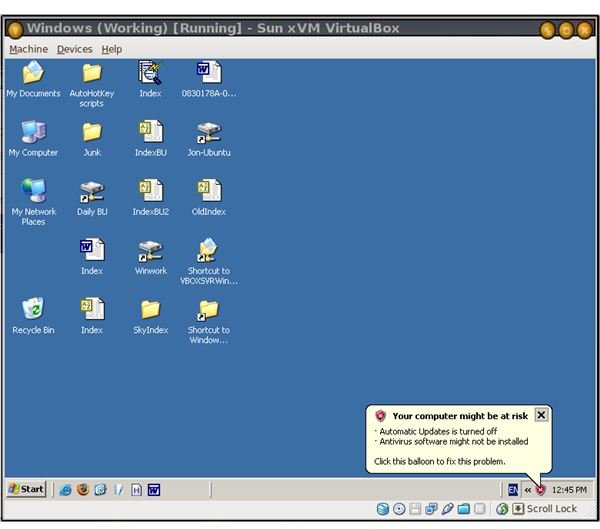 Win XP running in a VirtualBox