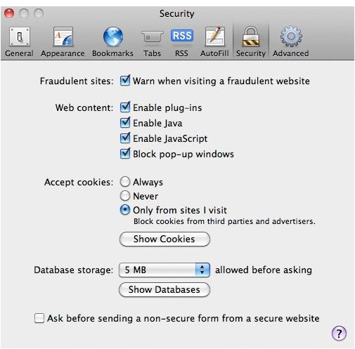 mac security window