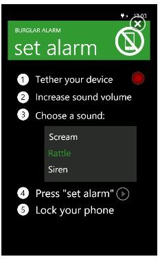 Burglar Alarm - Top Windows Phone 7 security app