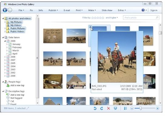 Windows Live Gallery Image Storage Software