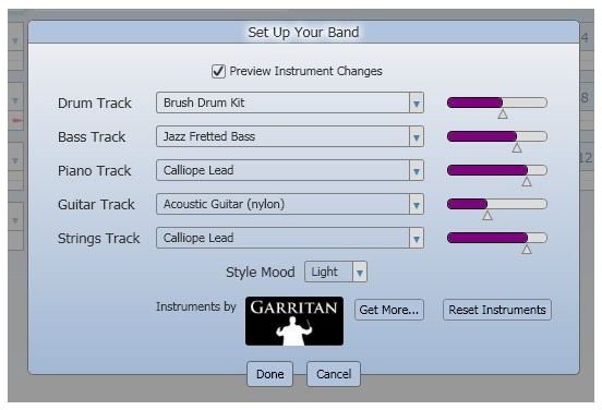 Instrument Selections and Volumes